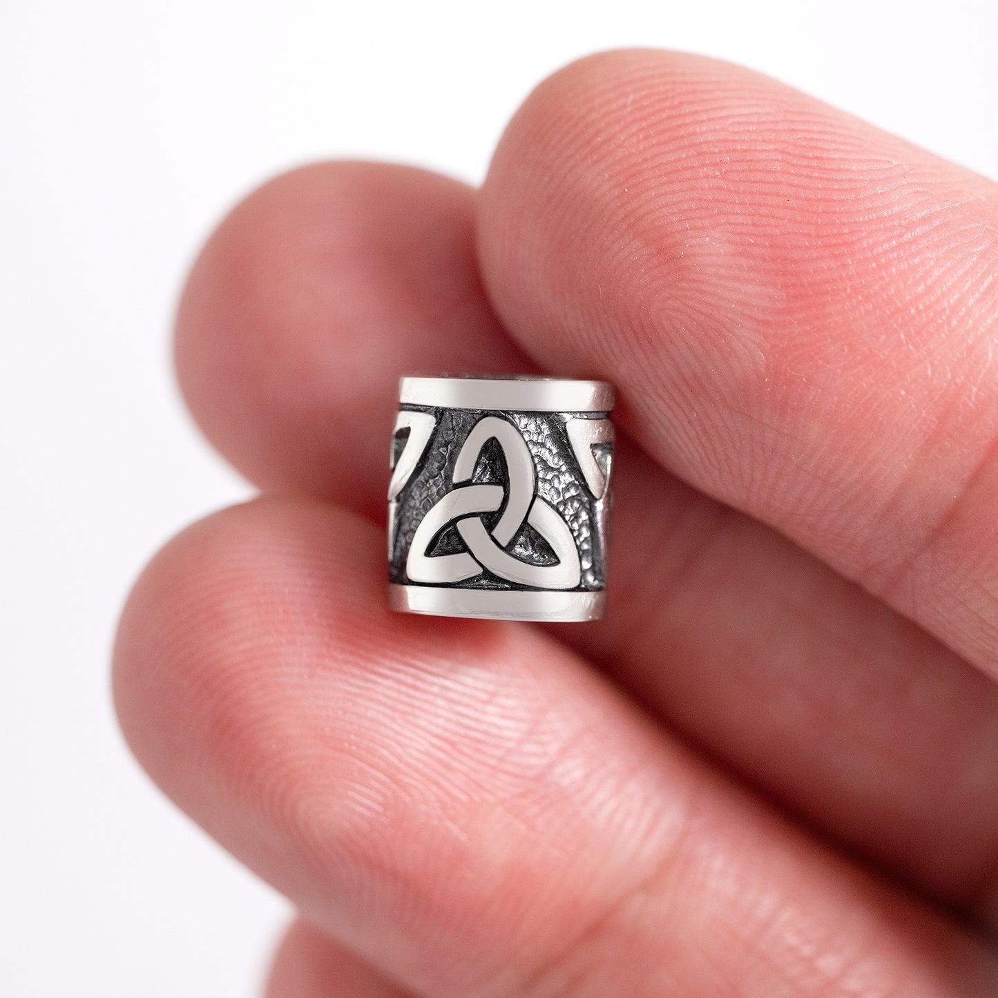 925 Sterling Silver Triquetra Symbol Beard Hair Bead