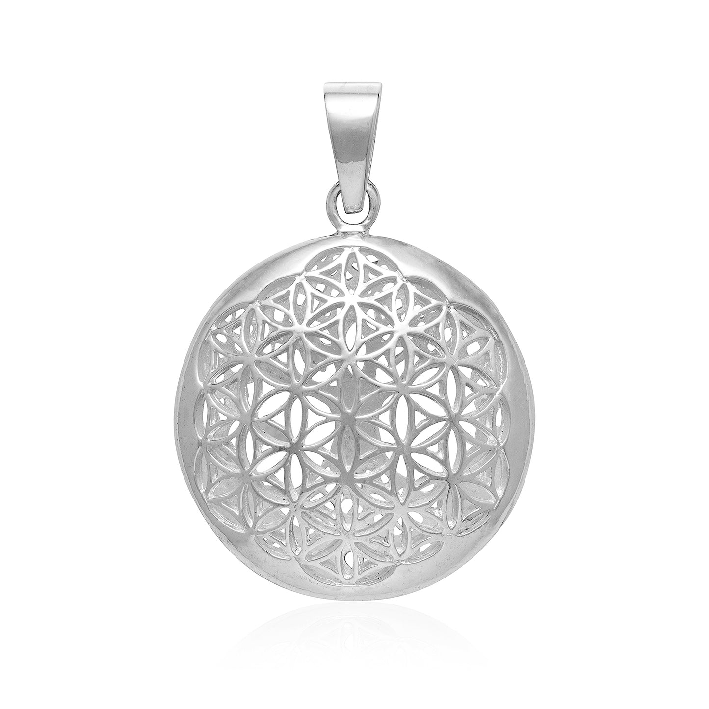 Sterling Silver Tree and Flower of Life 3D Pendant