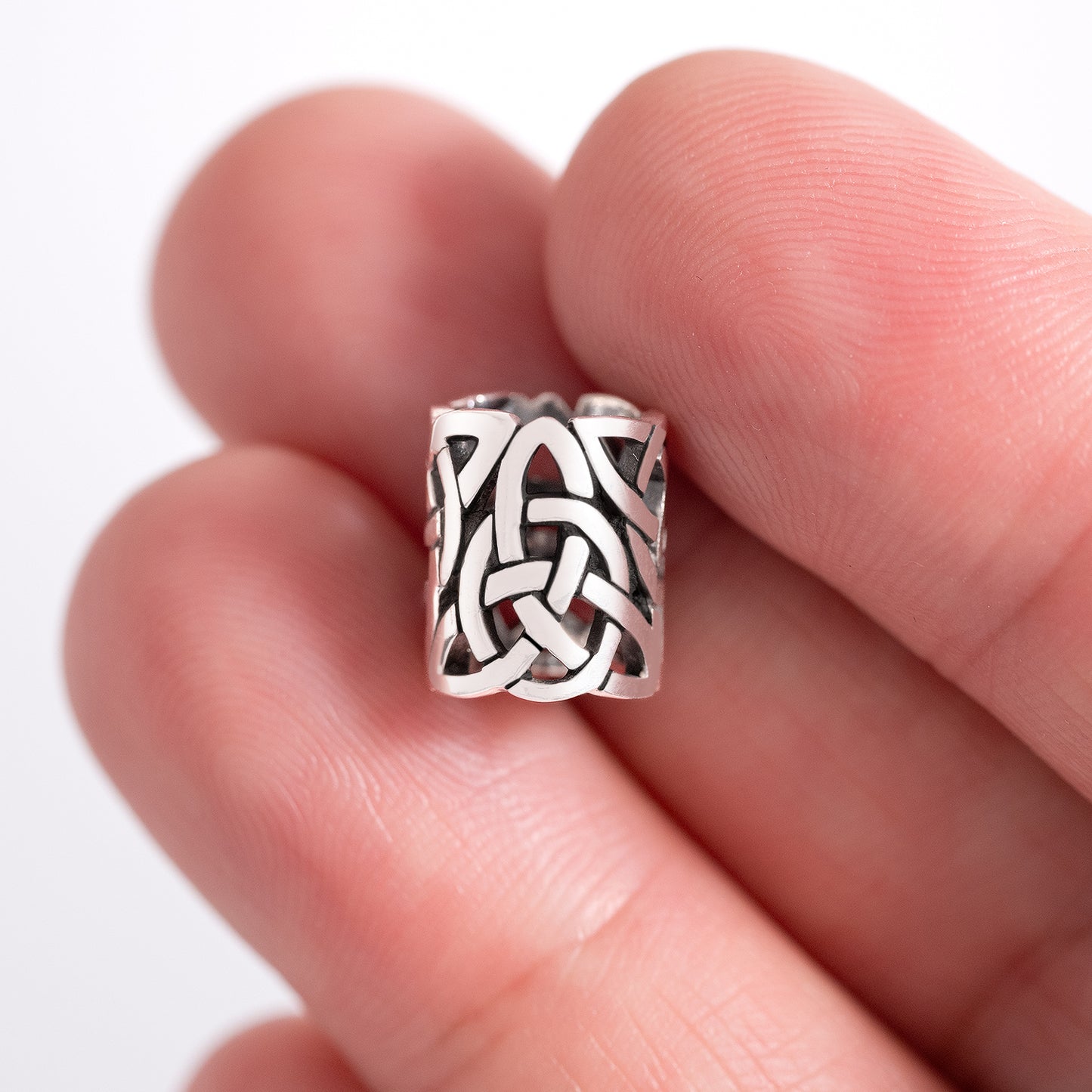 Sterling Silver Triquetra Cut Through Beard Hair Bead