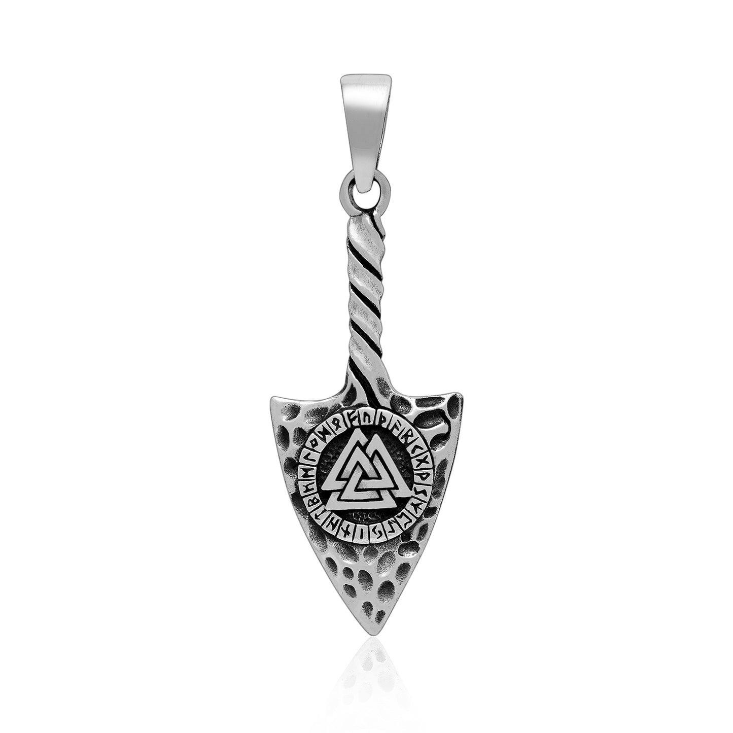 Sterling Silver Gungnir Spear Pendant with Valknut