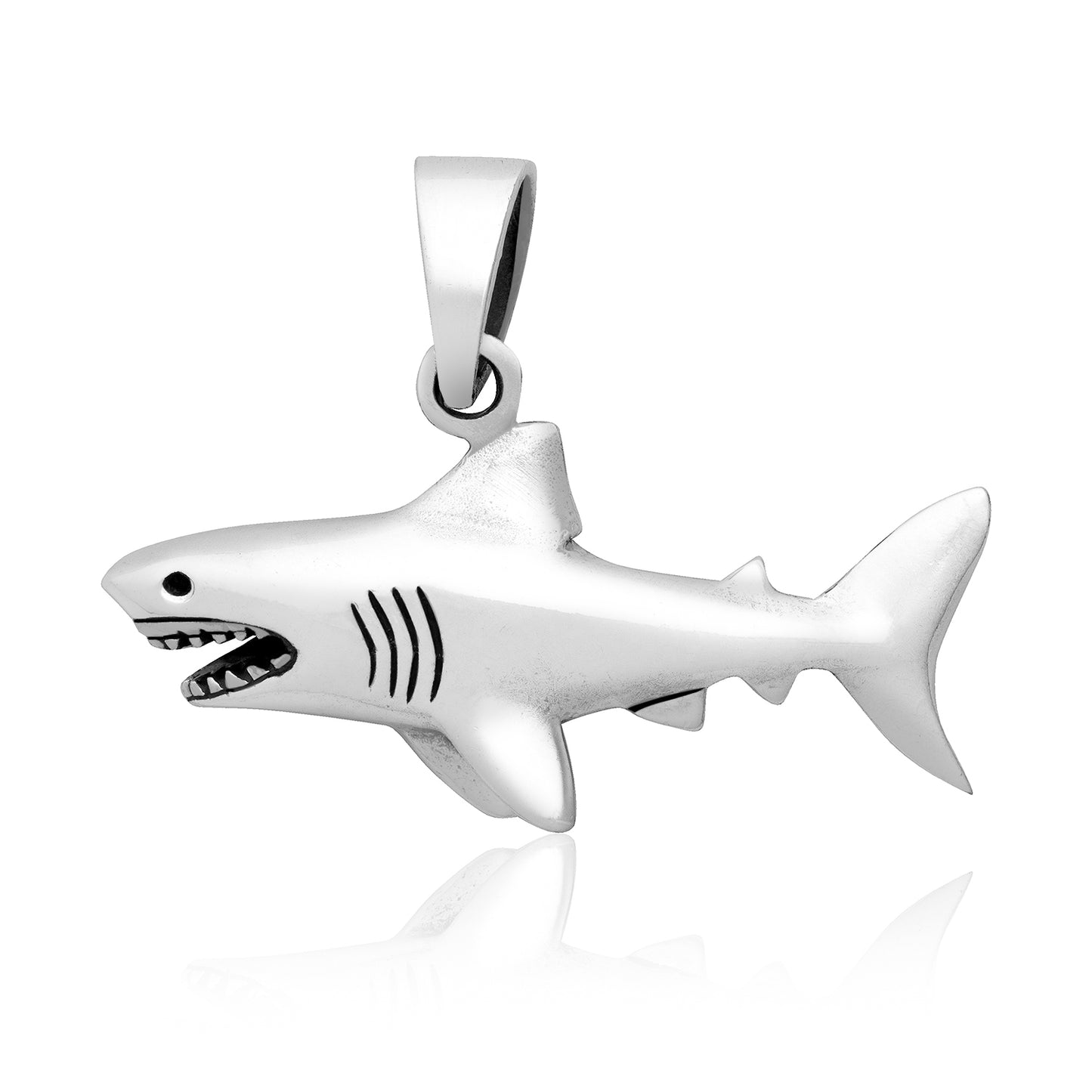 925 Sterling Silver Great White Shark Pendant