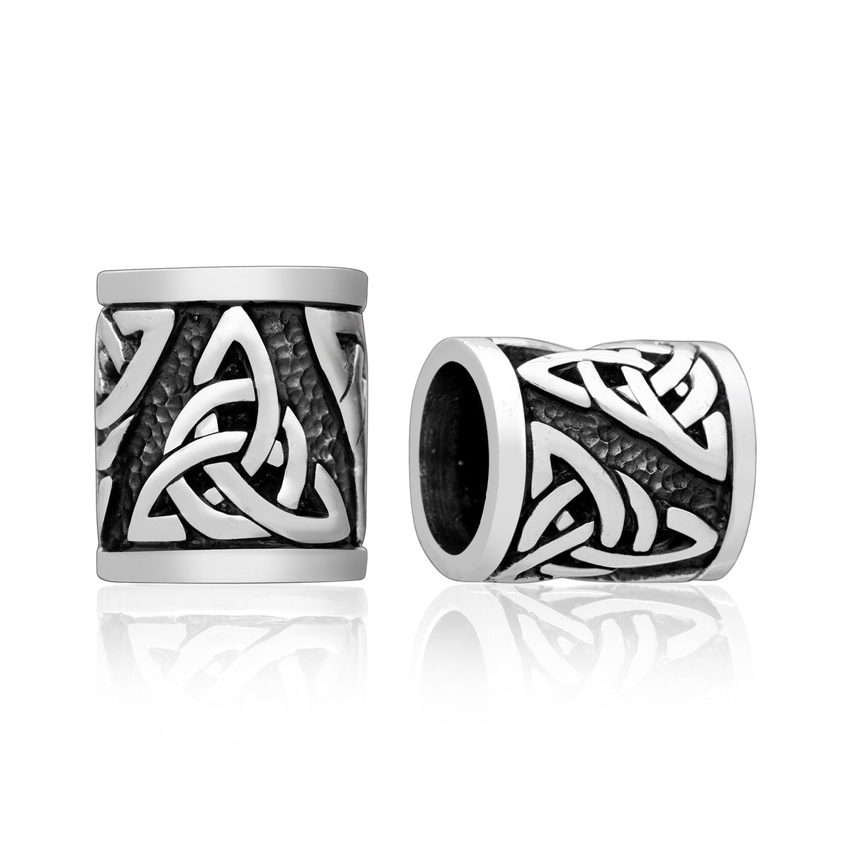 925 Sterling Silver Beard Hair Bead with Triquetra