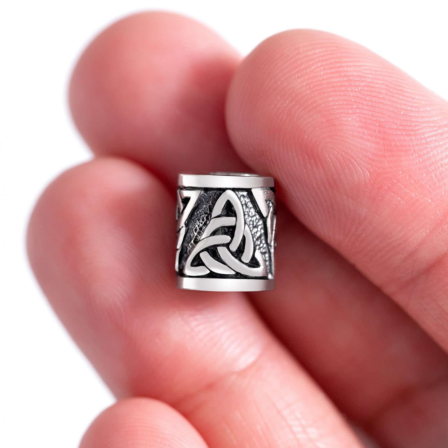 925 Sterling Silver Beard Hair Bead with Triquetra