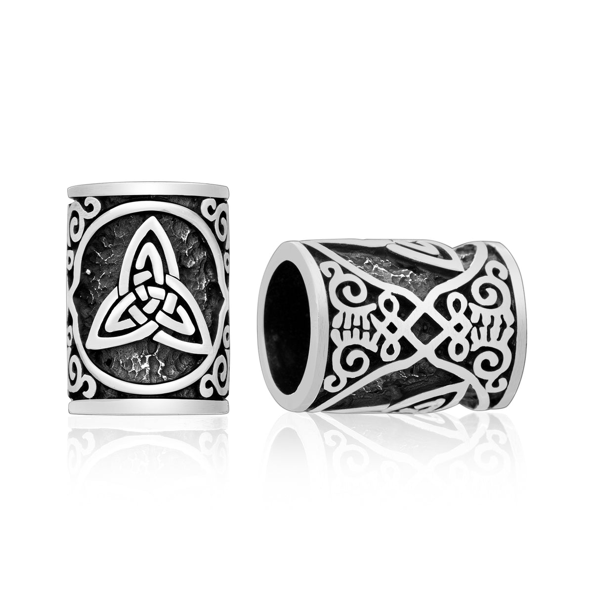 Sterling Silver Beard Hair Bead with Triquetra Knot