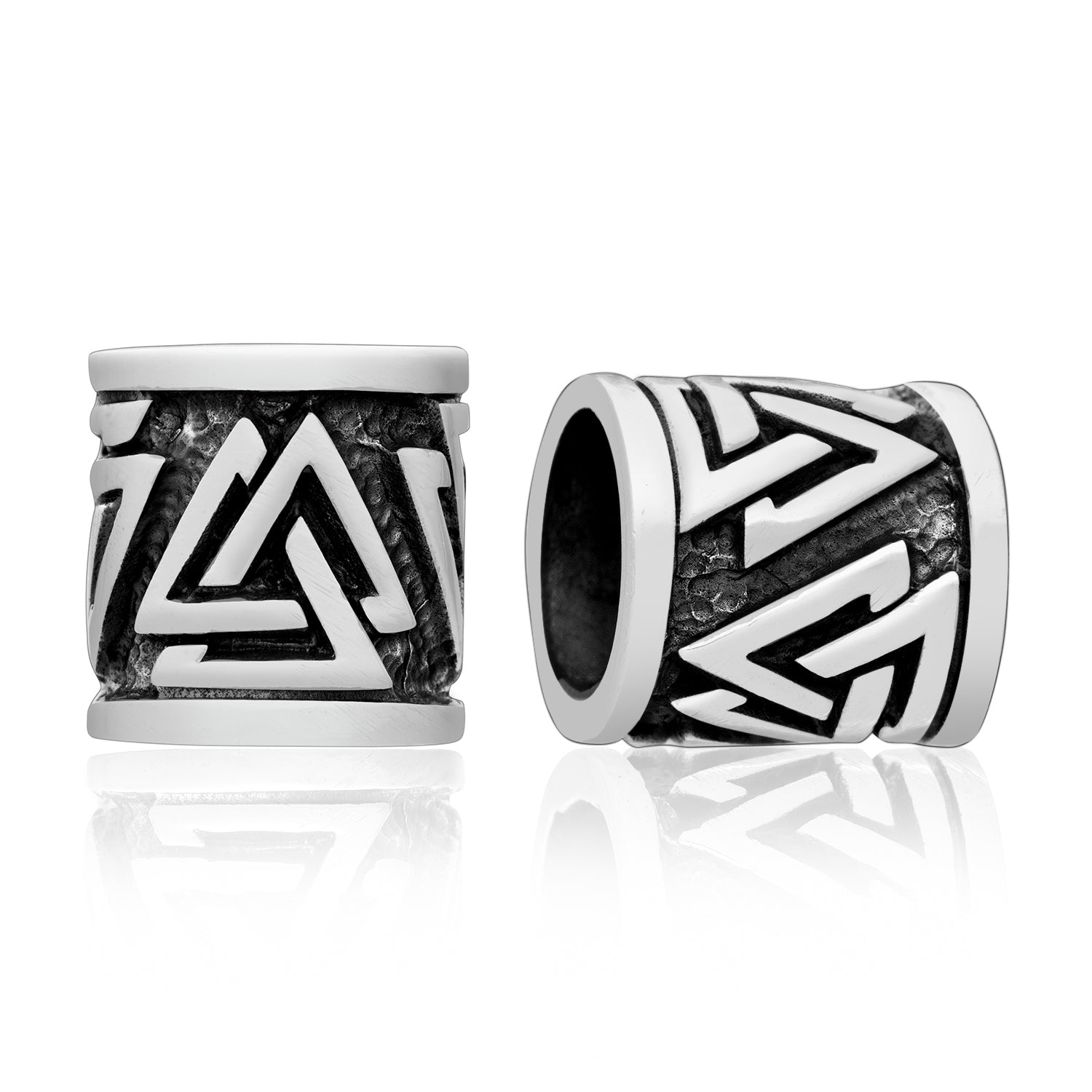 925 Sterling Silver Valknut Symbol Beard Hair Bead