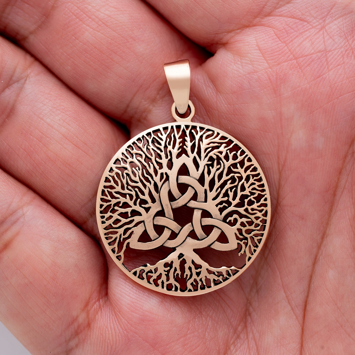 Celtic Triquetra with Viking Yggdrasil Bronze Pendant