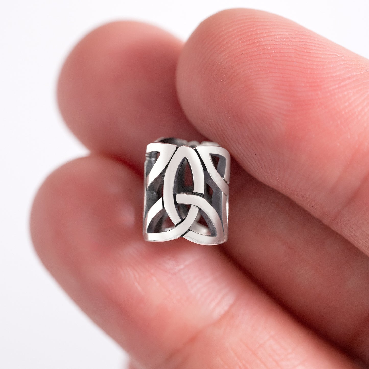 Sterling Silver Triquetra Cut Through Hair Beard Bead