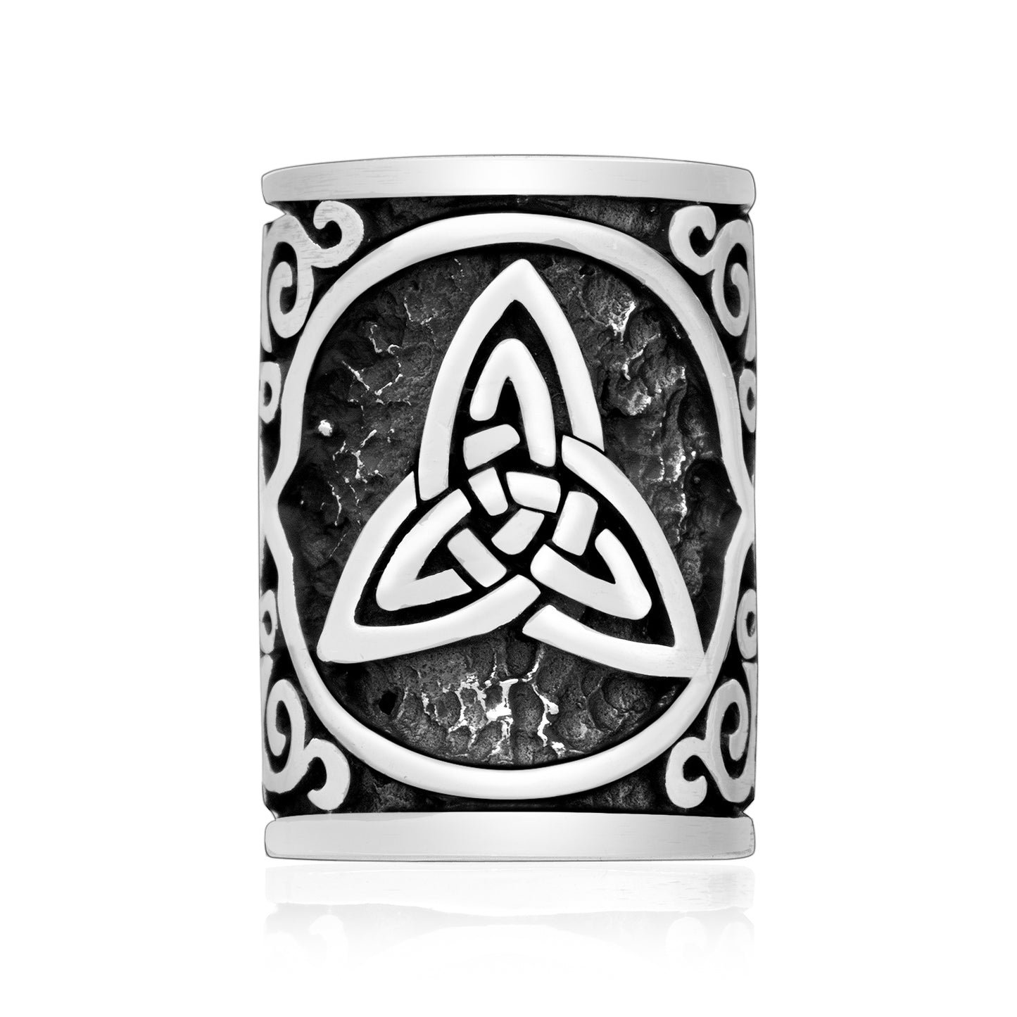 Sterling Silver Beard Hair Bead with Triquetra Knot