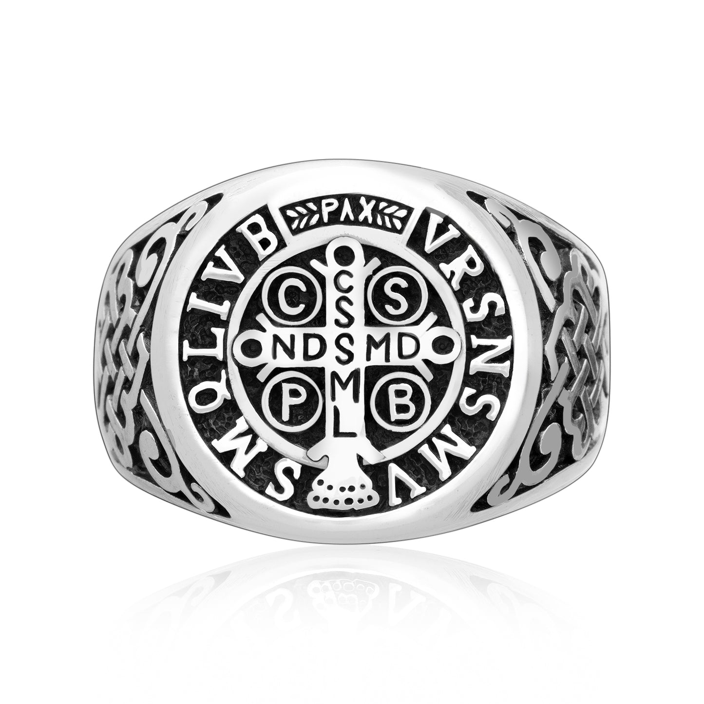 925 Sterling Silver St Benedict Crucifix Ring