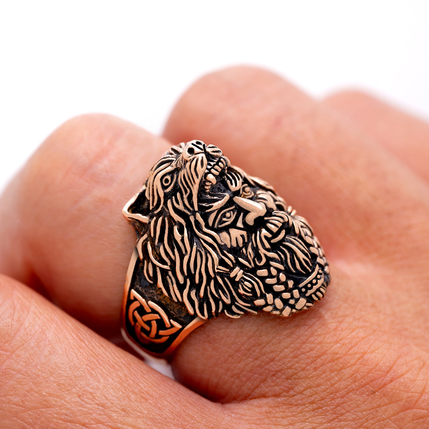Berserker With Bear Hood Bronze Ring