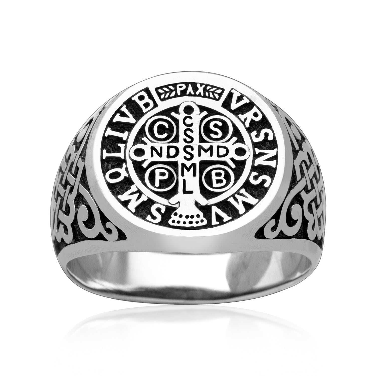 925 Sterling Silver St Benedict Crucifix Ring