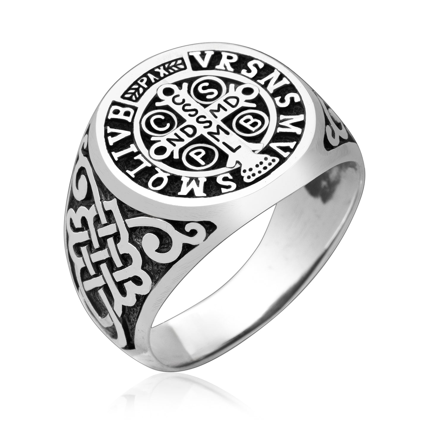 925 Sterling Silver St Benedict Crucifix Ring