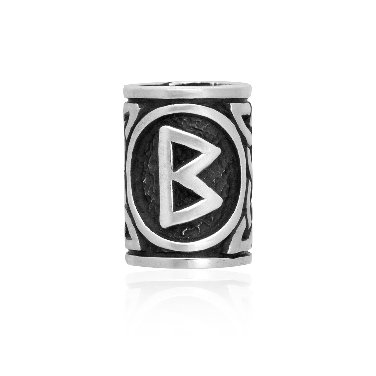 925 Sterling Silver Viking Beard Hair Bead with Rune Berkano - SilverMania925