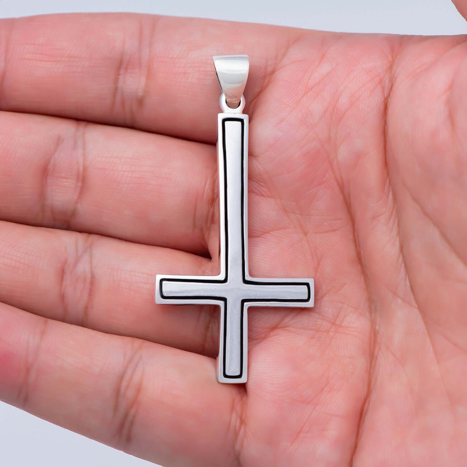 My Shape Triple Inverted Cross Pendant Necklace For Men Satan Occult  Pentagram Gothic Satanic Religious Stainless Steel Jewelry | Fruugo IE