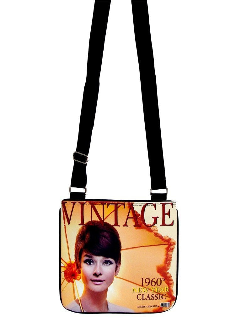 Audrey Hepburn Vintage 1960's Wide Tote Shoulder Bag Purse