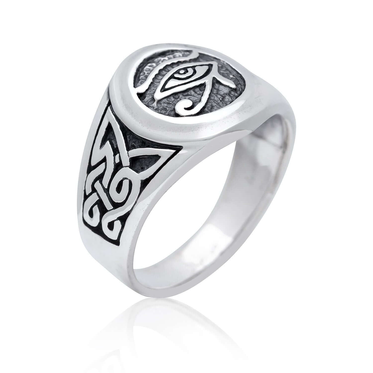 925 Sterling Silver Egyptian Eye of God Horus Ra Udjat Knotwork Ring ...