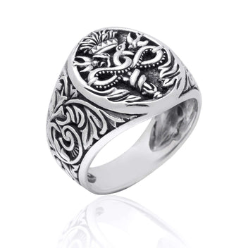 925 Sterling Silver Caduceus Medical Symbol Signet Ring