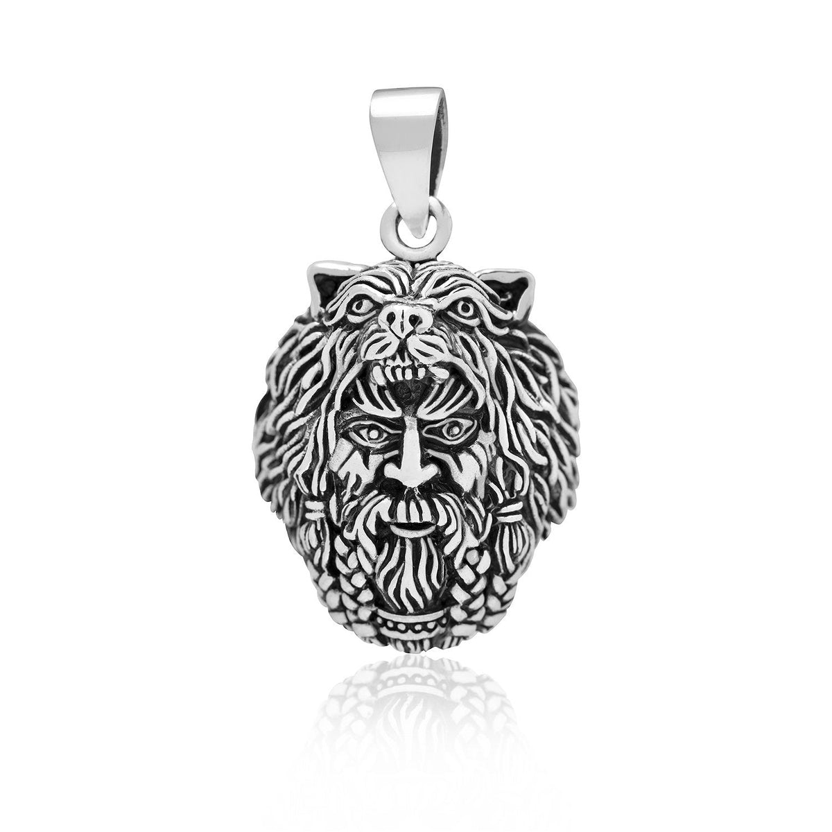 Sterling Silver Viking Berserker with Bear Hood Amulet - SilverMania925