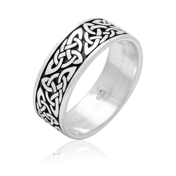 925 Sterling Silver Celtic Triquetra Knot Band Ring - SilverMania925