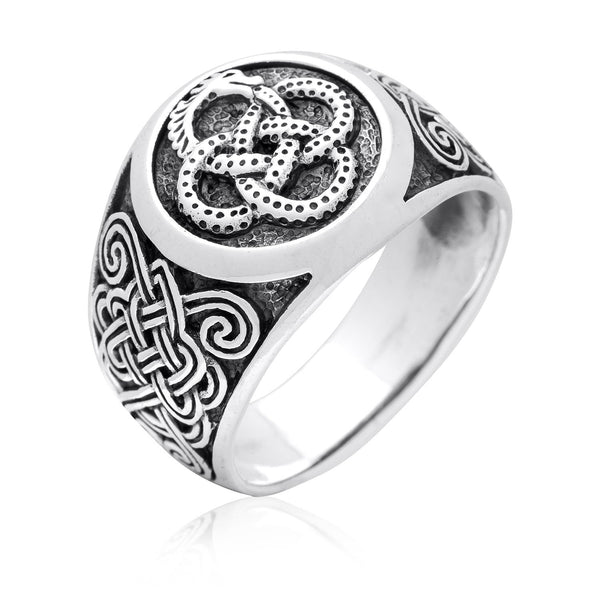 925 Sterling Silver Viking Midgard Jormungand Ouroboros Mammen Ring ...